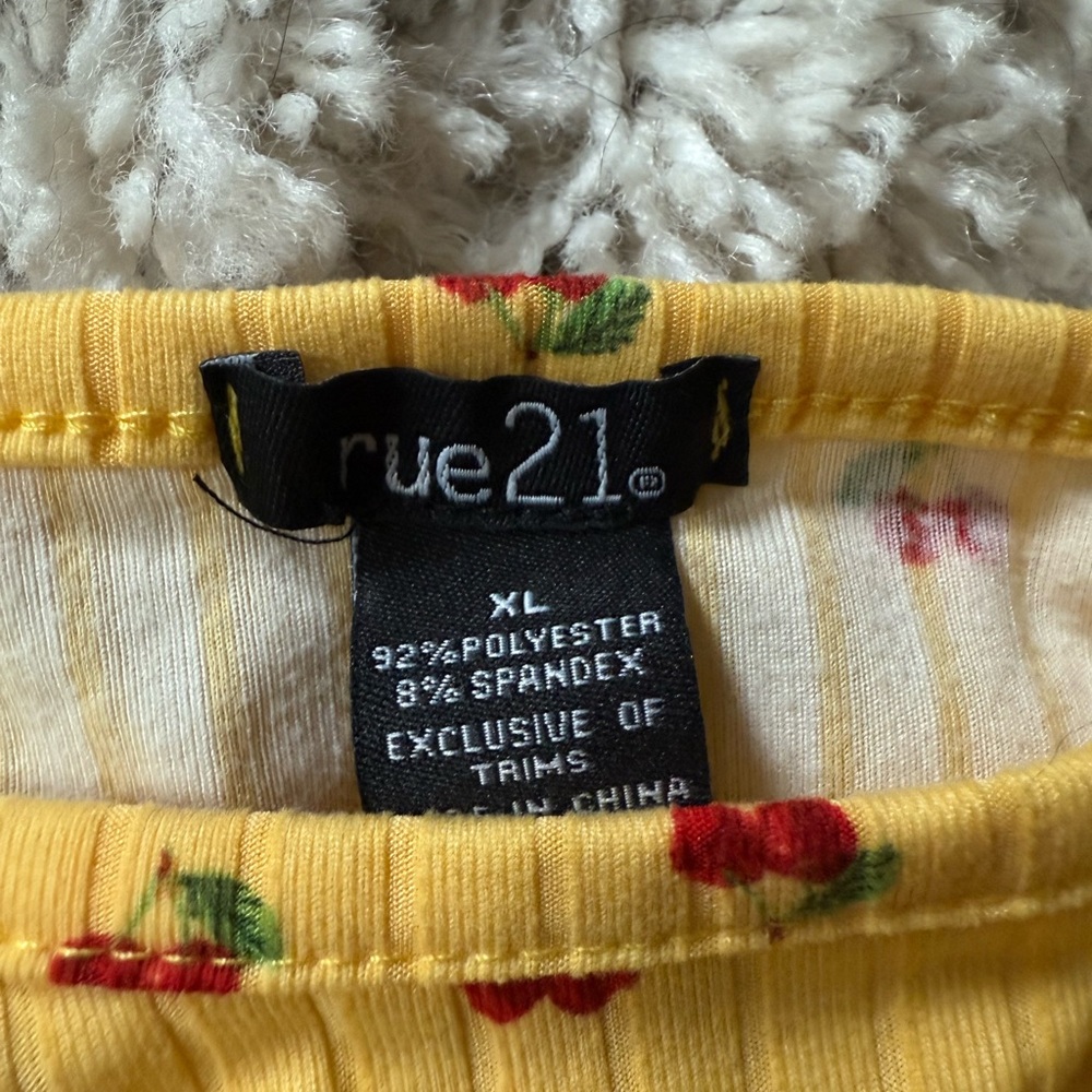 Rue21 Yellow Cherry Patterned Blouse - image 4